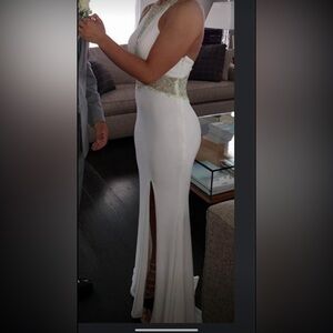 Elegant Red and Blue Evening Gown